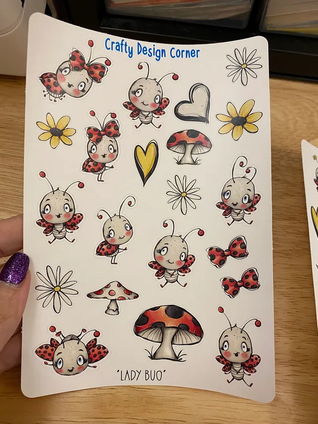 2 sheets of Lady Bugs sticker, LadyBug Sticker Sheet