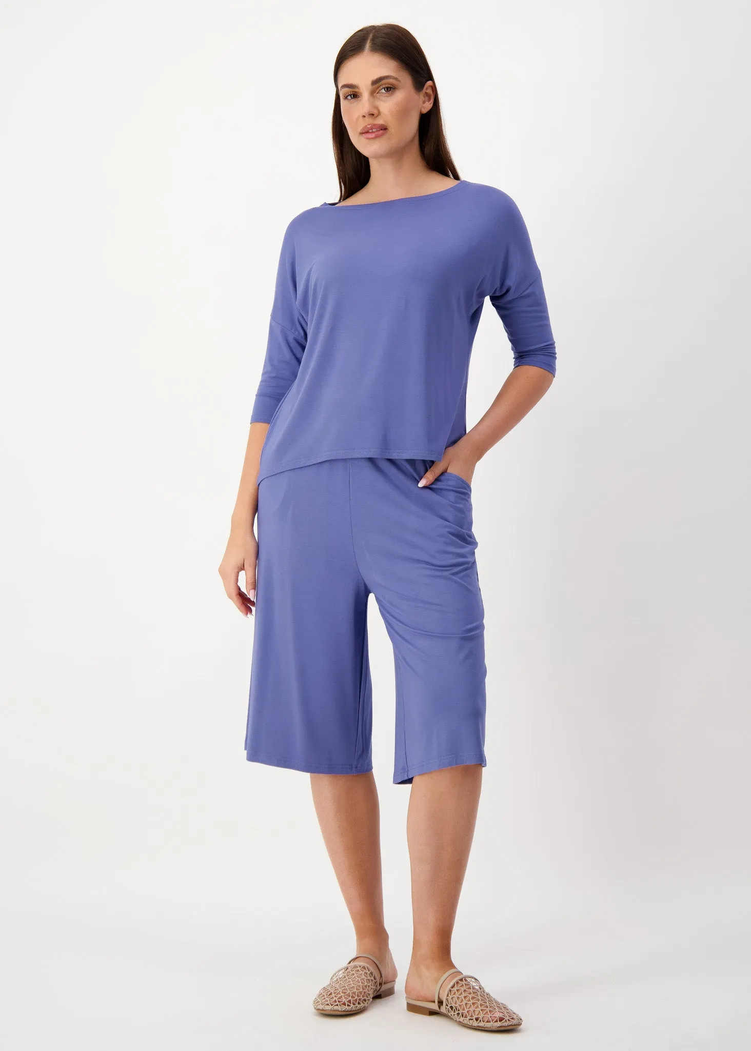 Bakar 3/4 Length Bamboo Culottes - Marlin Blue