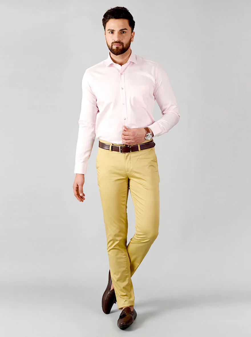 Beige Solid Slim Fit Chinos | JadeBlue