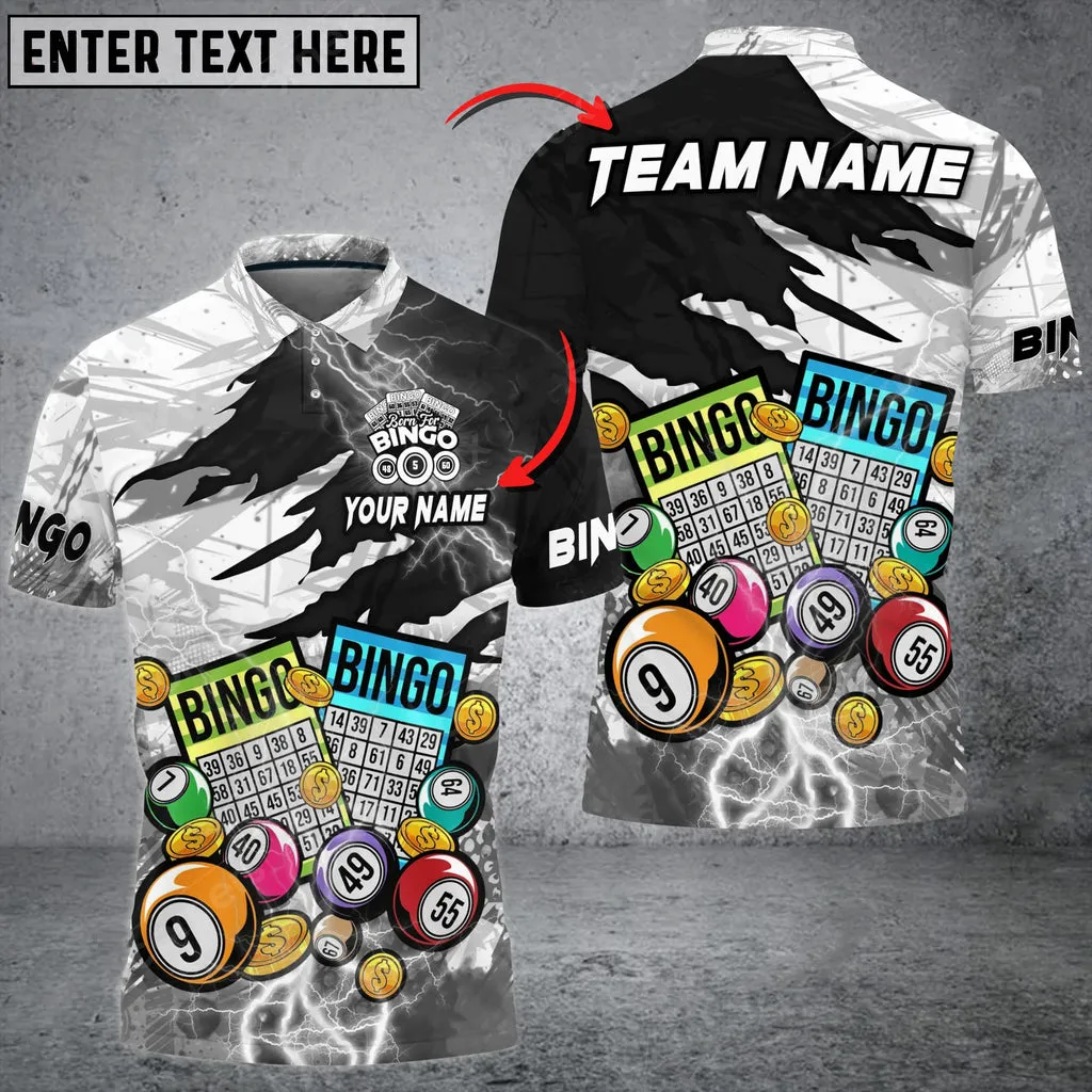 Bingo Lightning Grunge Multicolor Option Customized Name 3D Polo Shirt, Perfect Gift for Bowling Lovers