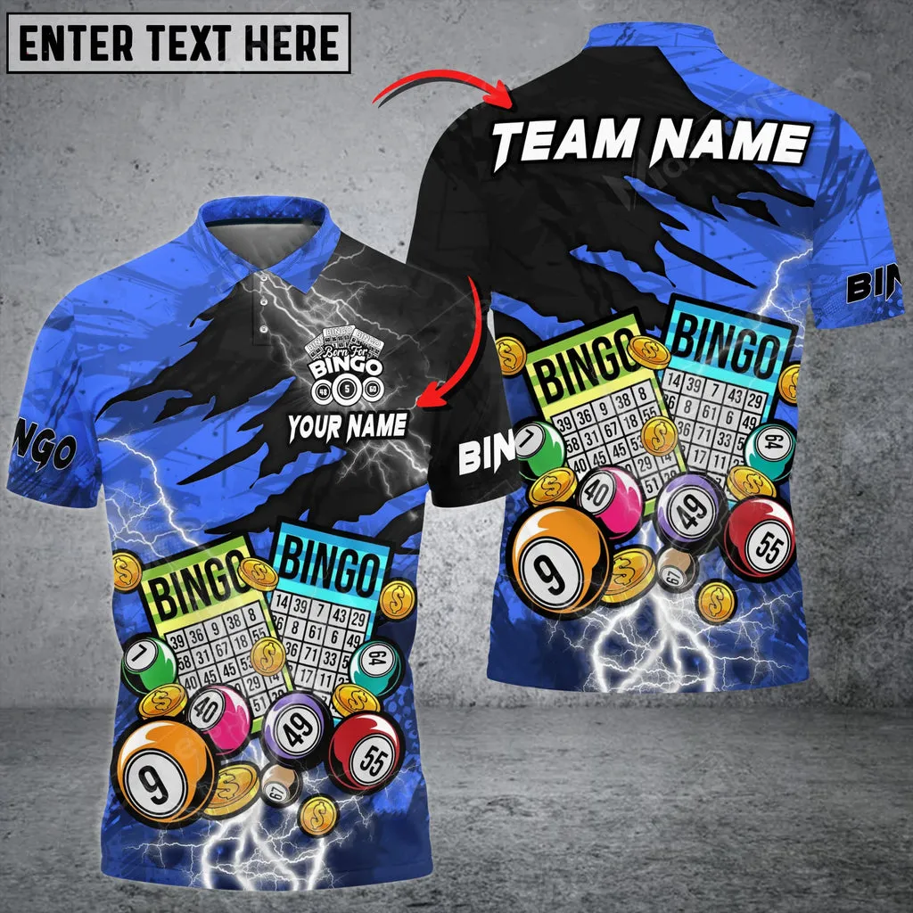 Bingo Lightning Grunge Multicolor Option Customized Name 3D Polo Shirt, Perfect Gift for Bowling Lovers