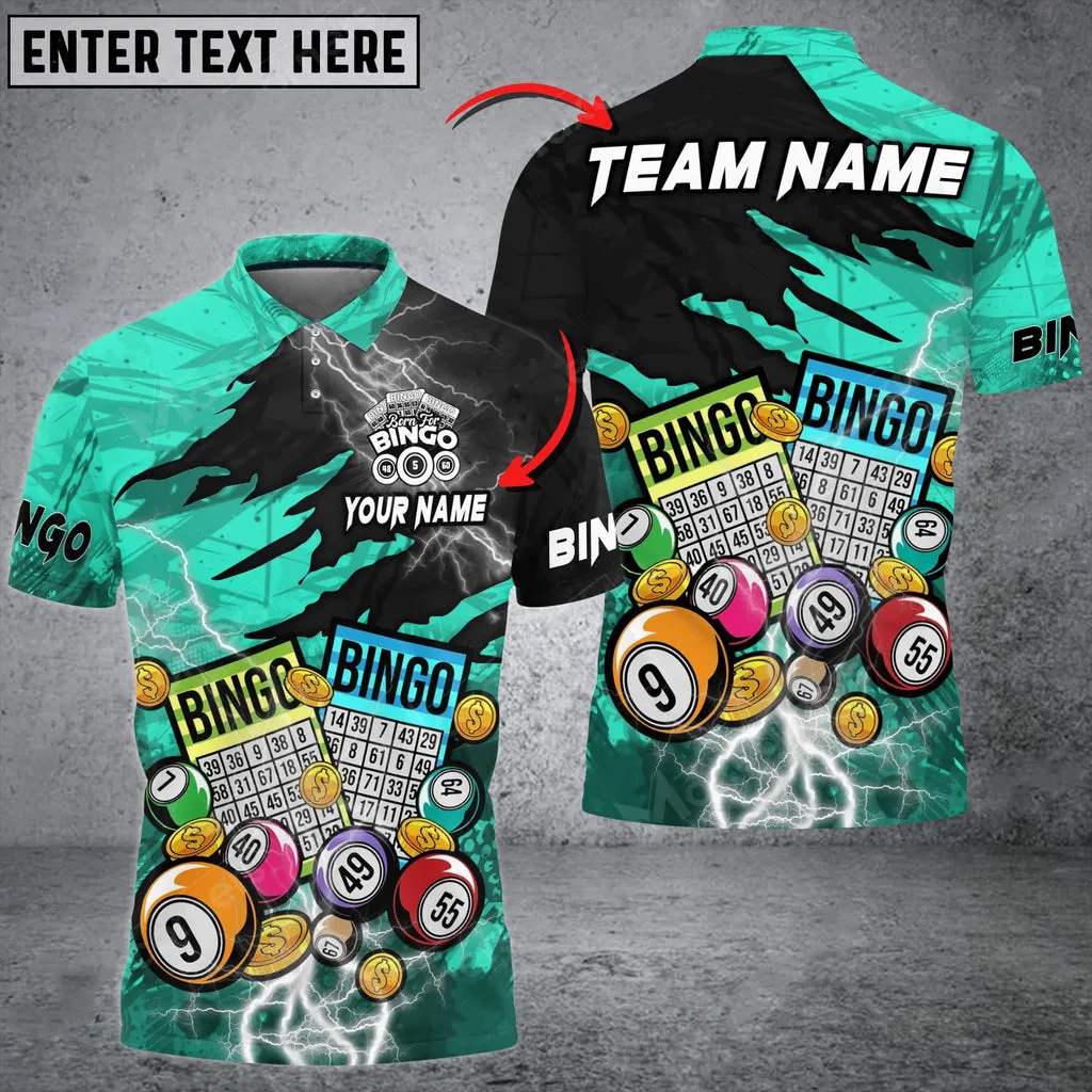 Bingo Lightning Grunge Multicolor Option Customized Name 3D Polo Shirt, Perfect Gift for Bowling Lovers