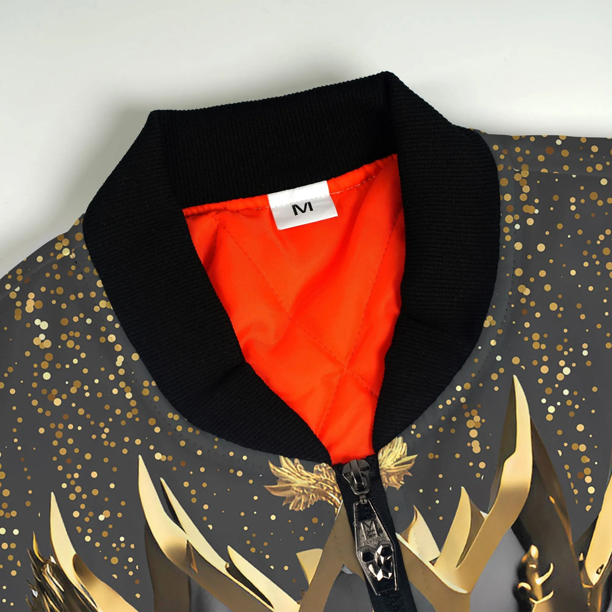 Black and Gold Lion Bomber Jacket