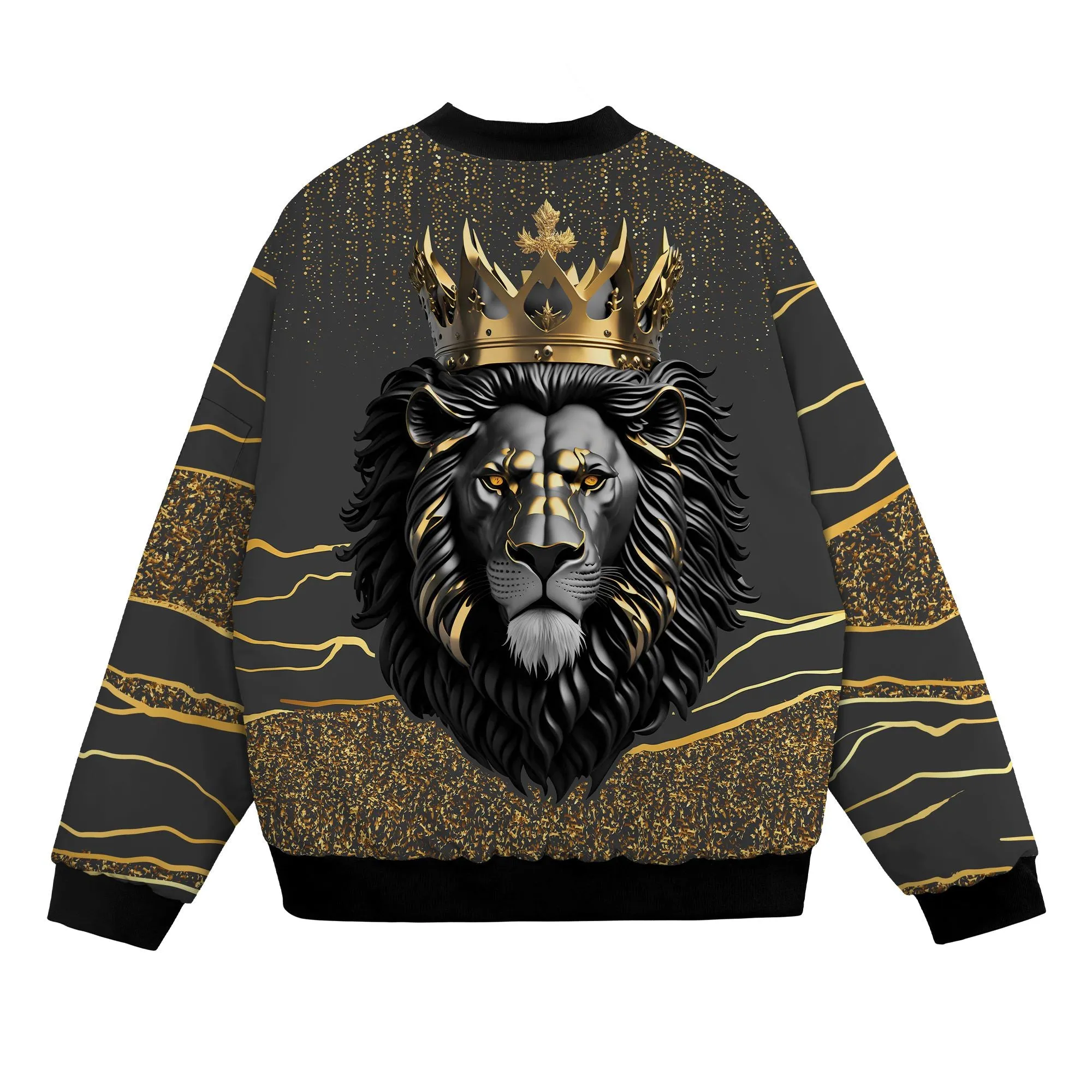 Black and Gold Lion Bomber Jacket