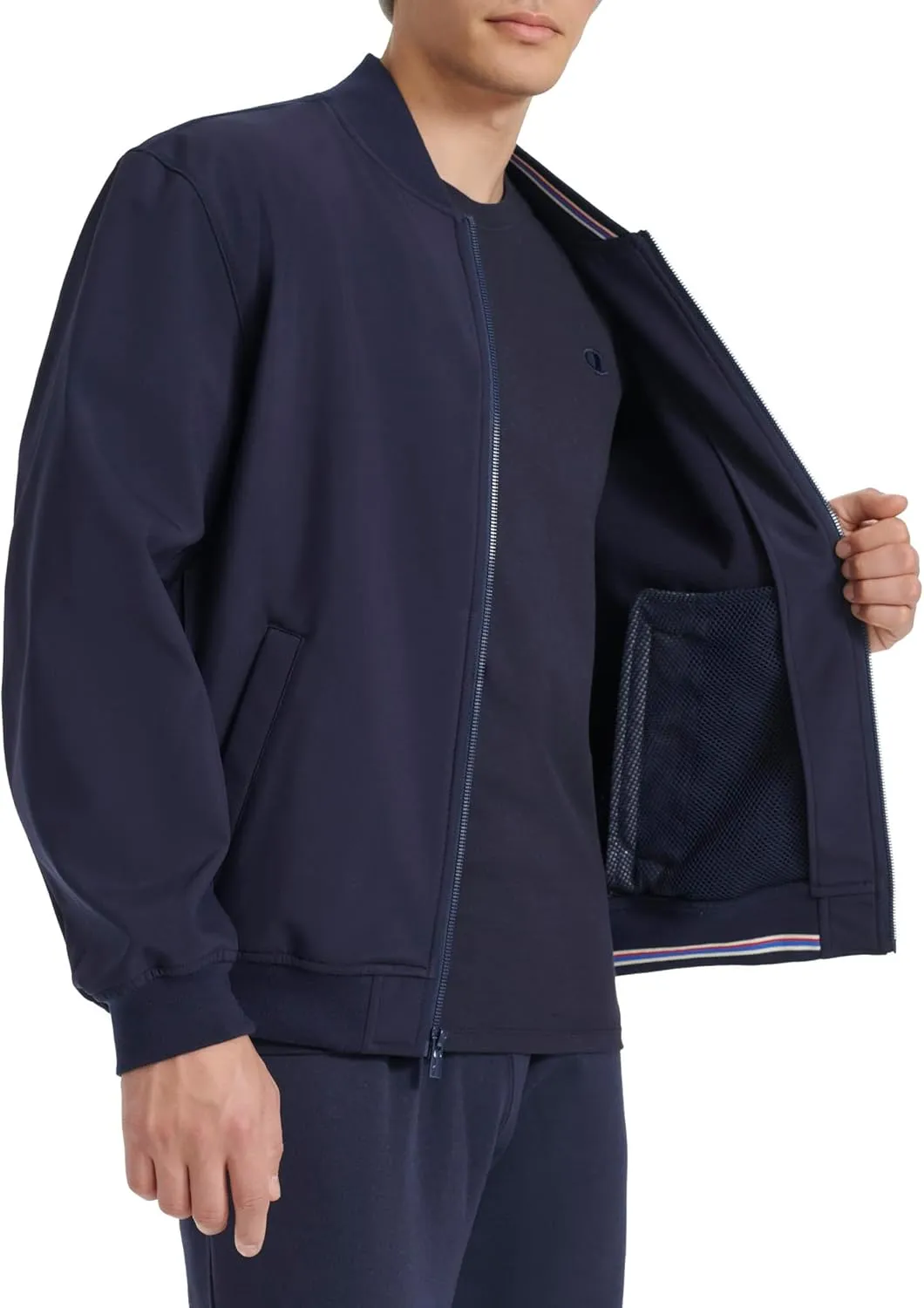 Champion Men's Soft Shell Sport Bomber Jacket with Logo