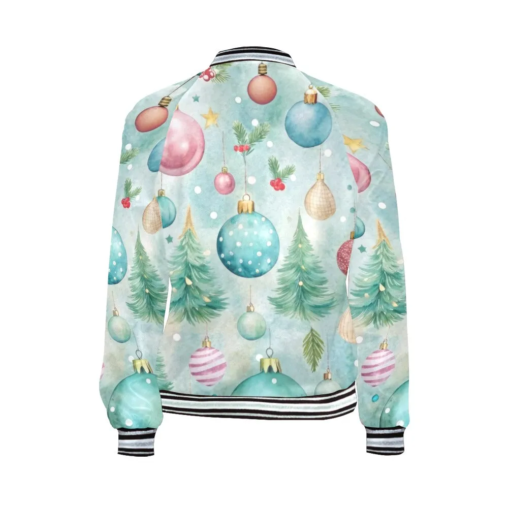 Christmas Baubles Bomber Jacket for Women