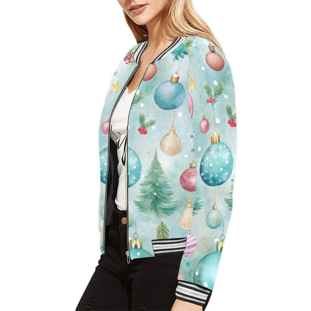 Christmas Baubles Bomber Jacket for Women