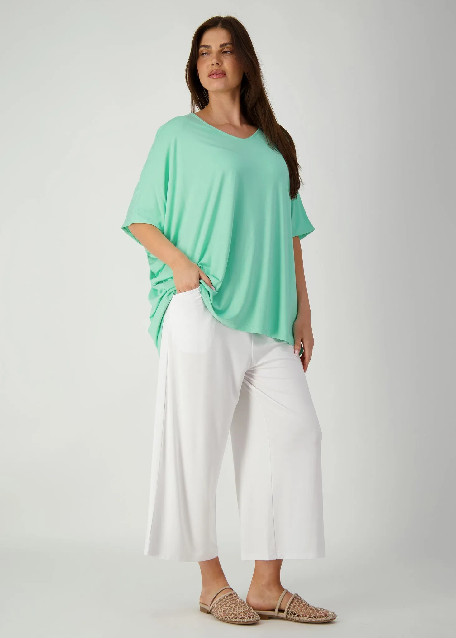 Ciara 7/8 Length Bamboo Culotte Pant - White