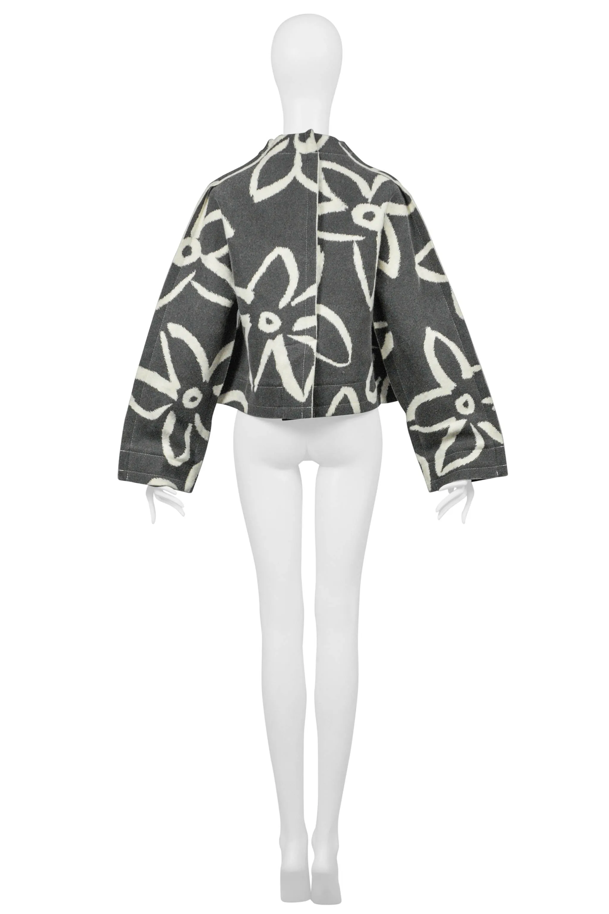 COMME DES GARCONS GREY & CREAM FLORAL FLAT COLLECTION JACKET 2012