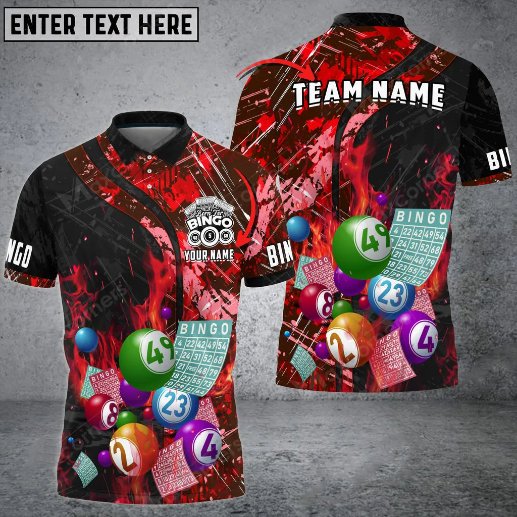 Coolspod Bingo Grunge Texture Abstract Multicolor Option Customized Name 3D Polo Shirt, Gift for Bowler