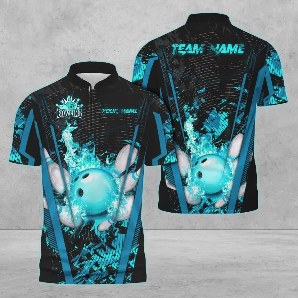 Coolspod Bowling And Pins Abstract Grunge Texture v4 Multicolor Option Customized Name 3D Bowling Jersey Shirt