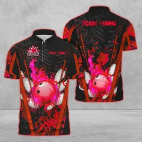 Coolspod Bowling And Pins Abstract Grunge Texture v4 Multicolor Option Customized Name 3D Bowling Jersey Shirt