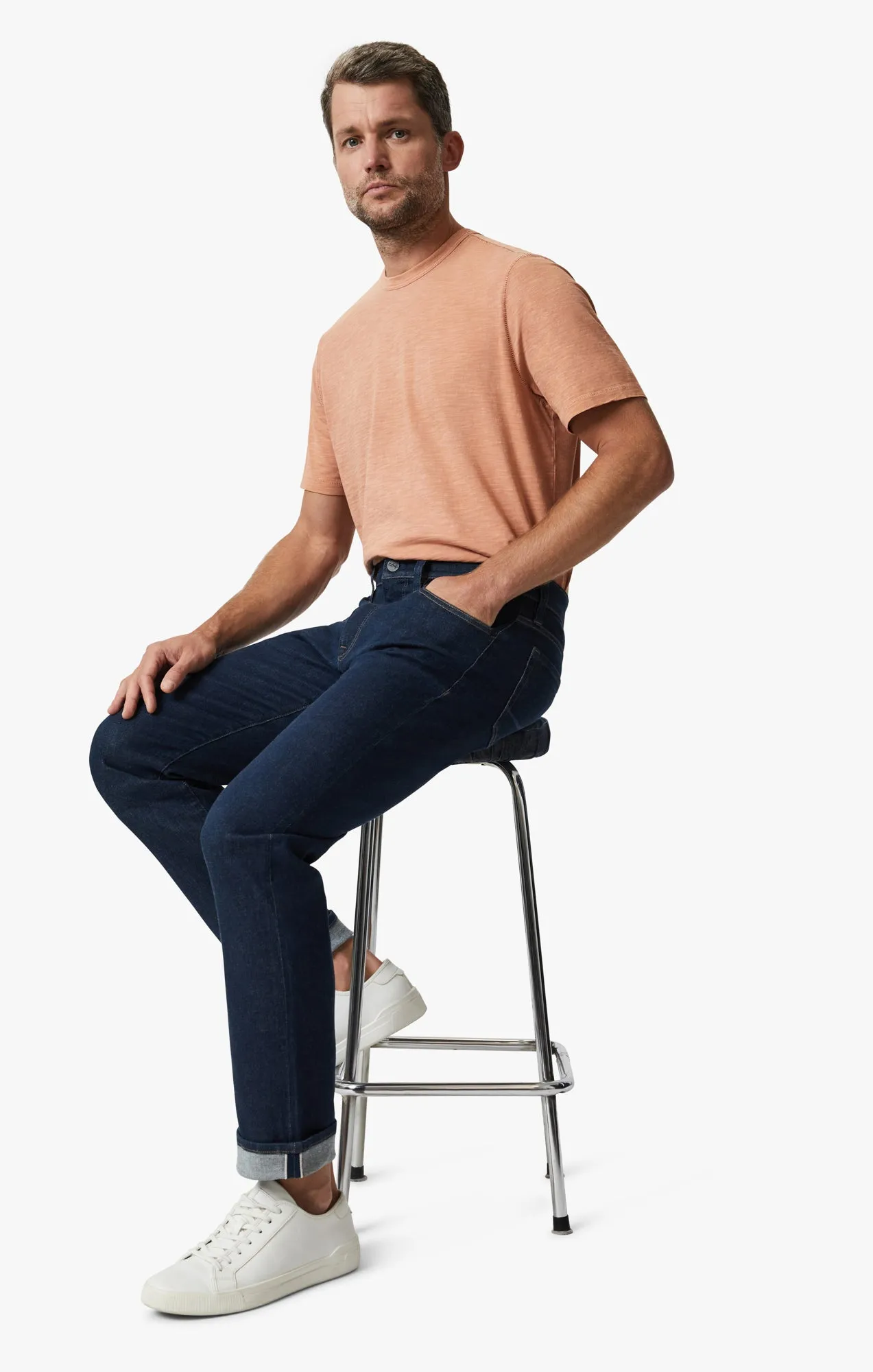 Courage Straight Leg Jeans In Rinse Selvedge