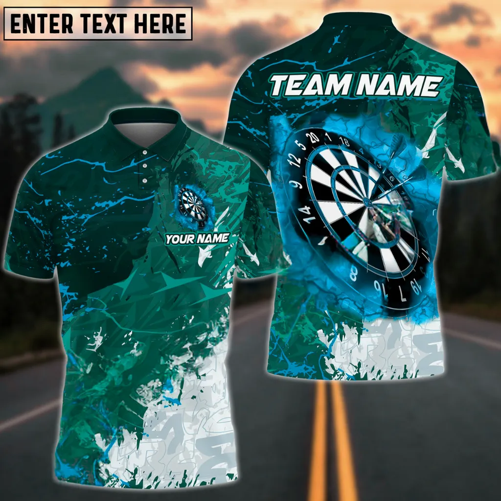 Dartboard Grunge Smoke Multicolor Option Customized Name, Team Name 3D Polo Shirt, Gift for Dart Lovers