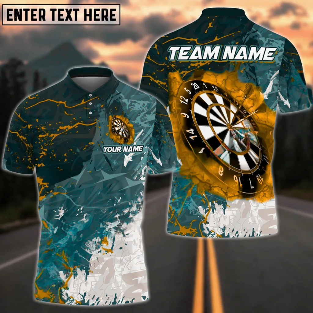 Dartboard Grunge Smoke Multicolor Option Customized Name, Team Name 3D Polo Shirt, Gift for Dart Lovers