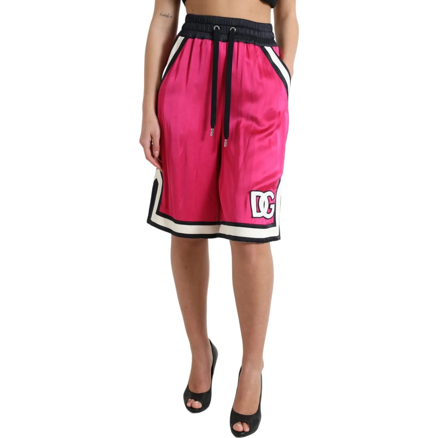 Dolce & Gabbana Chic Pink High Waist Jersey Shorts