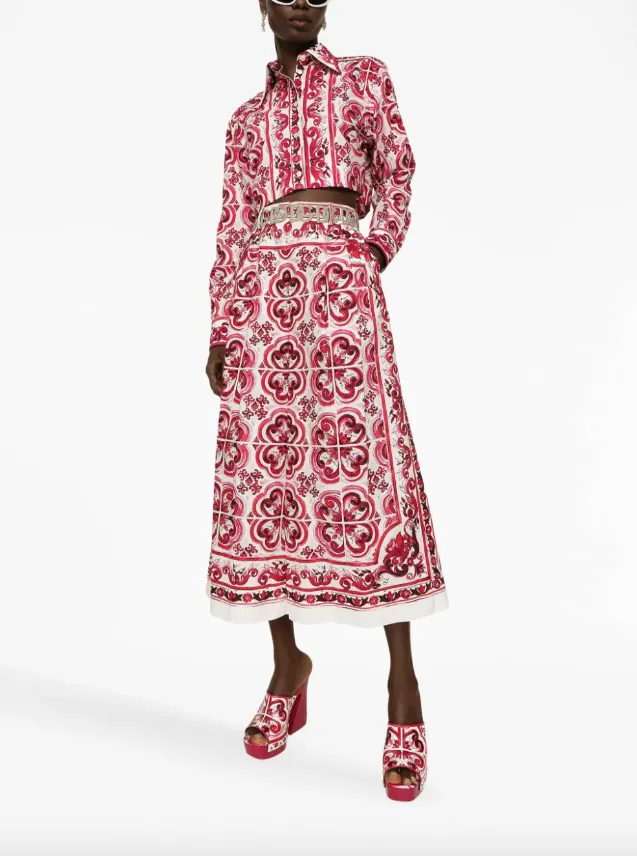 Dolce & Gabbana Majolica-print poplin culottes