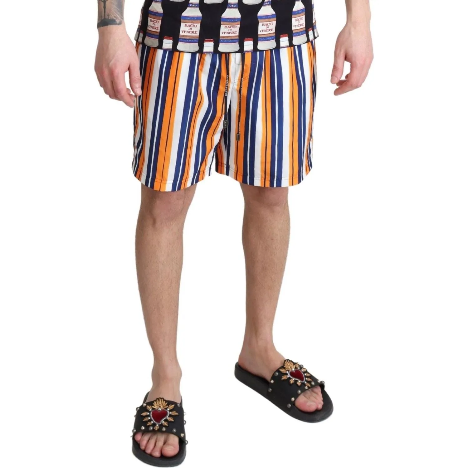 Dolce & Gabbana Multicolor Striped Swim Shorts Trunks