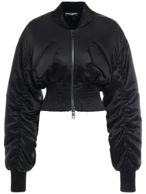 Dolce&amp;Gabbana   Draped satin cropped bomber jacket 