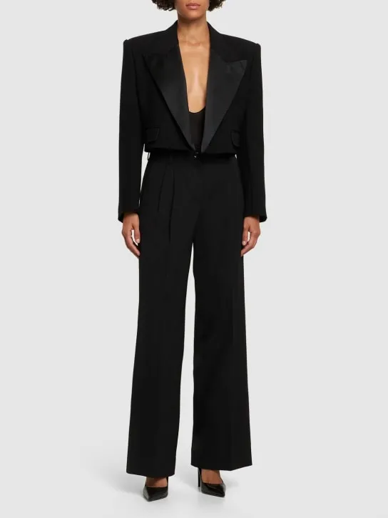 Dolce&amp;Gabbana   Wool blend cropped tuxedo jacket 