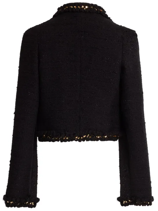 Elie Saab   Embroidered tweed cropped jacket 