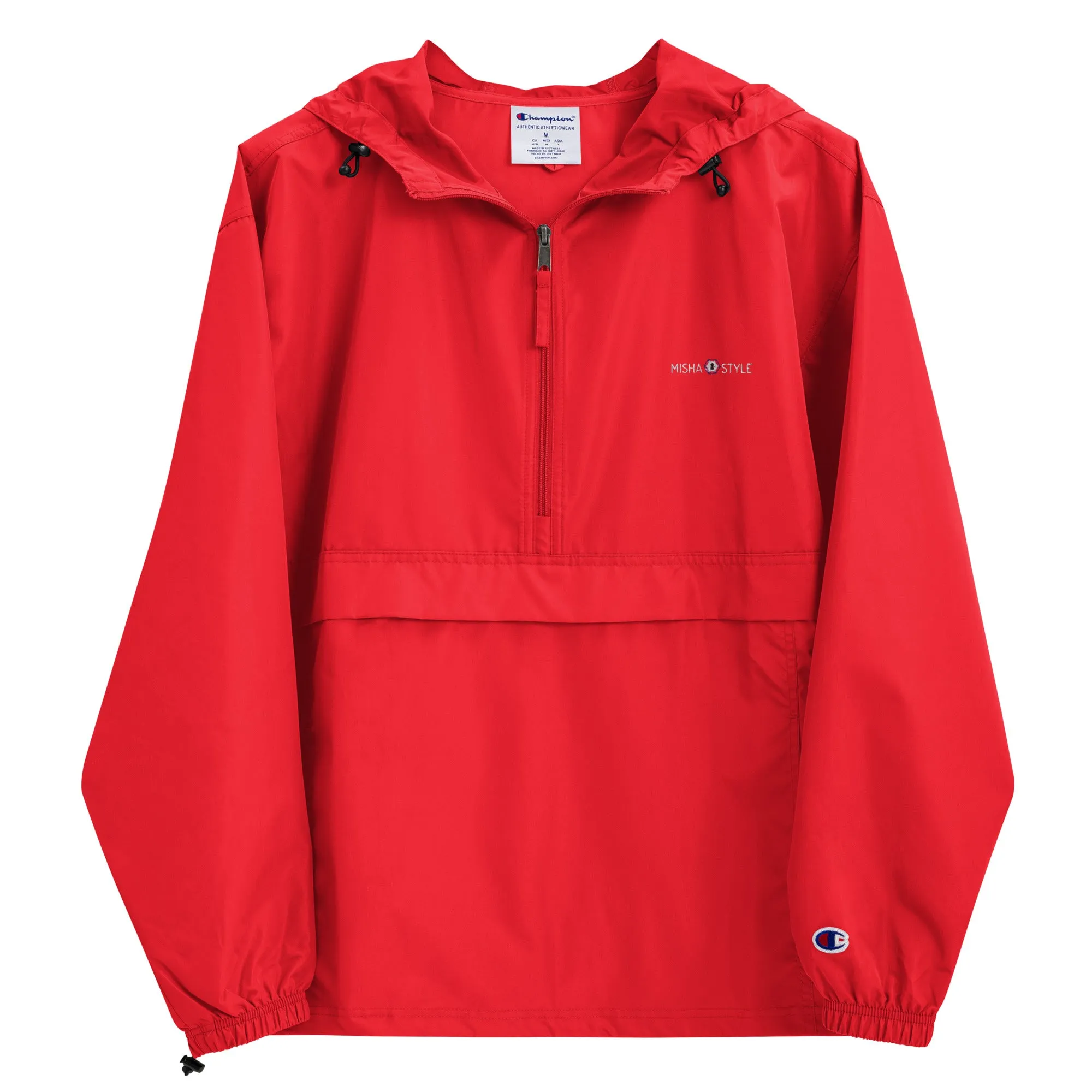 Embroidered Champion Packable Women Jacket - Red