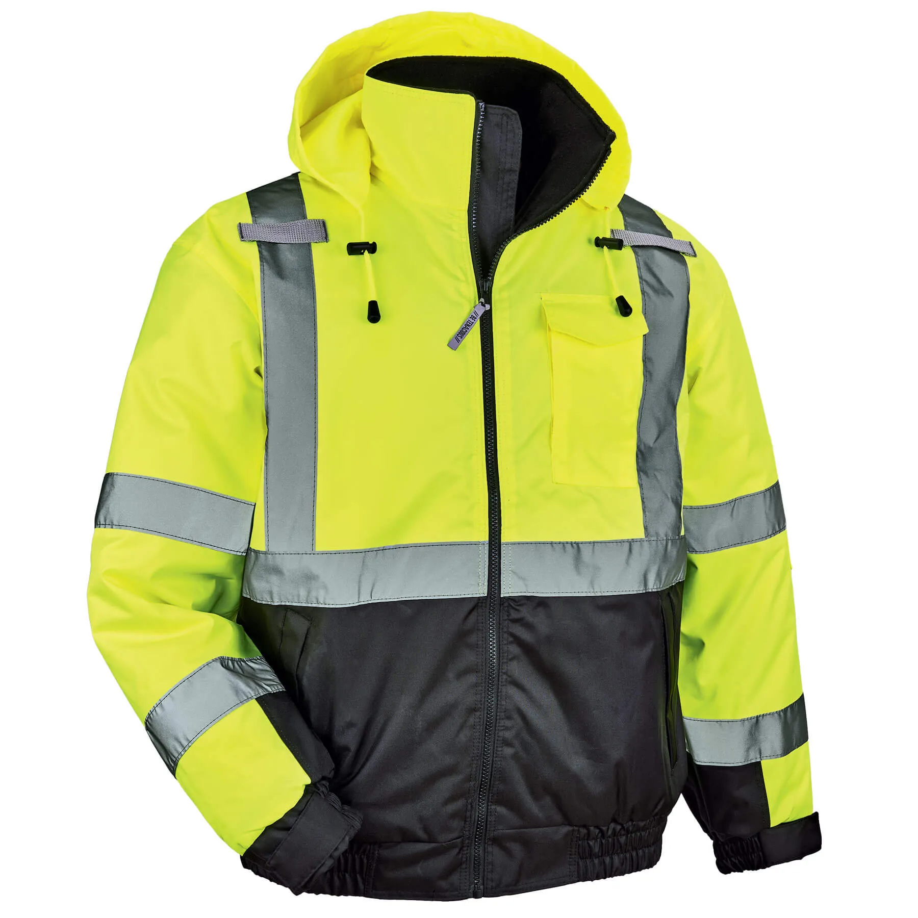 Ergodyne 25622 GloWear 8377 Type R Class 3 Quilted Bomber Jacket, Small, HV Lime