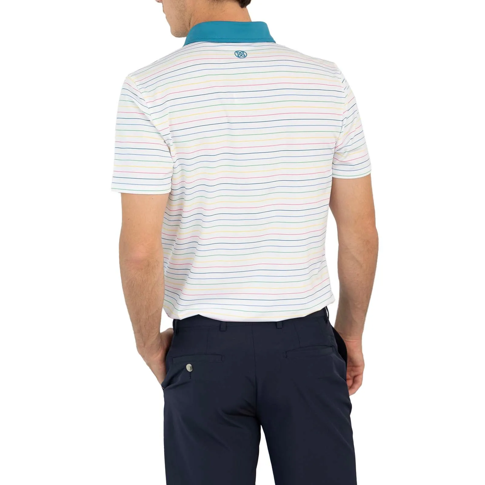 G/fore Multi Stripe Tech Jersey Golf Polo Shirt - Petrol