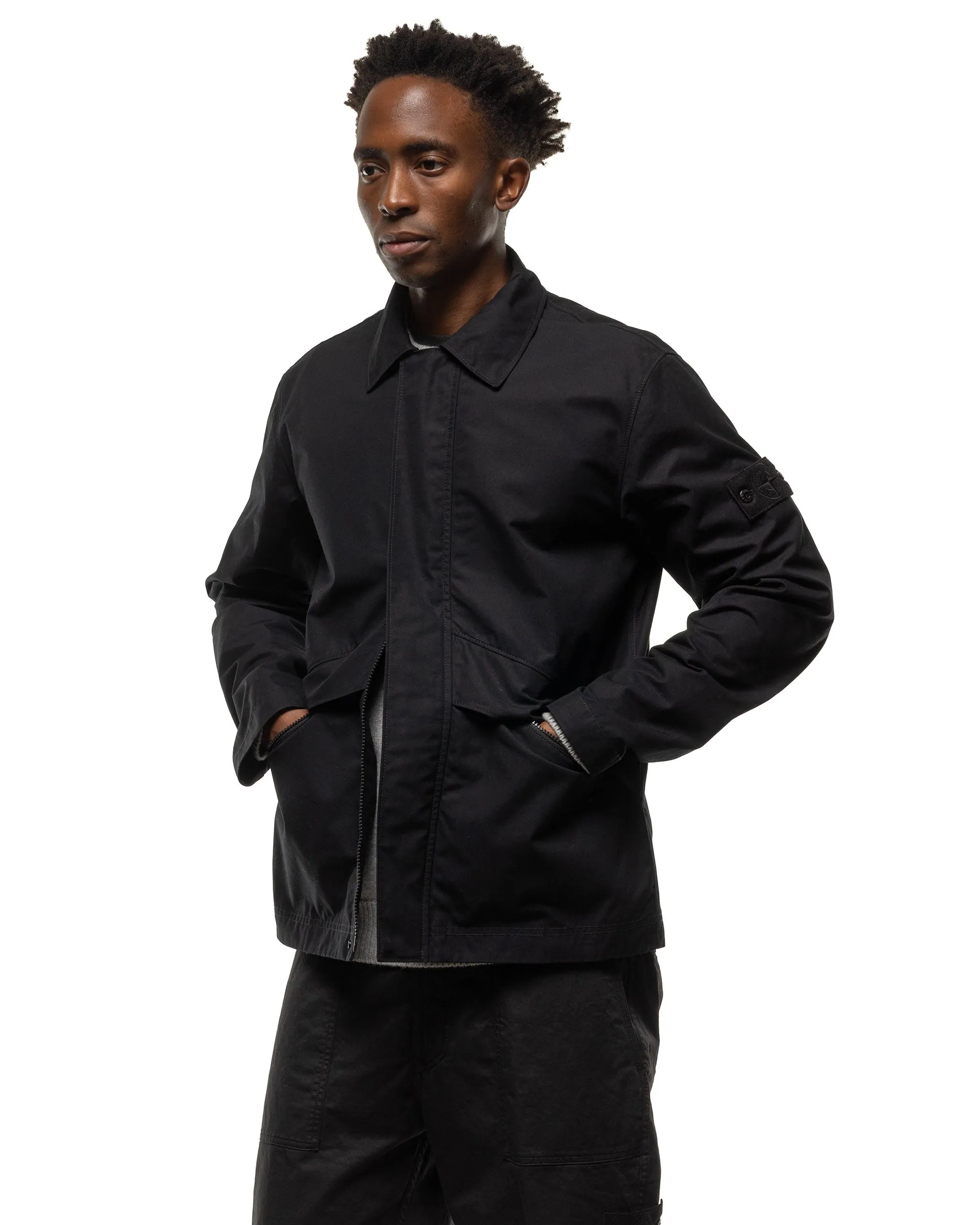 Ghost Piece Weatherproof Cotton Canvas Overshirt Black