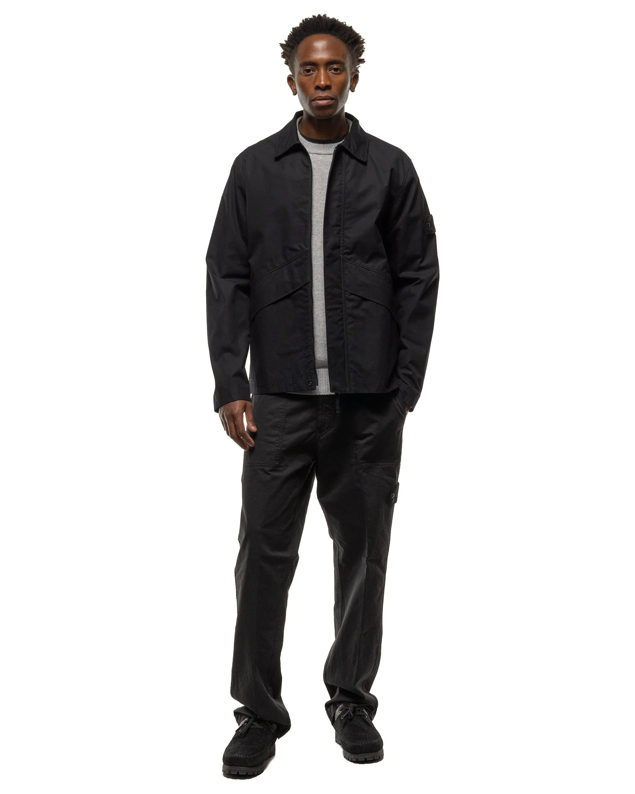 Ghost Piece Weatherproof Cotton Canvas Overshirt Black