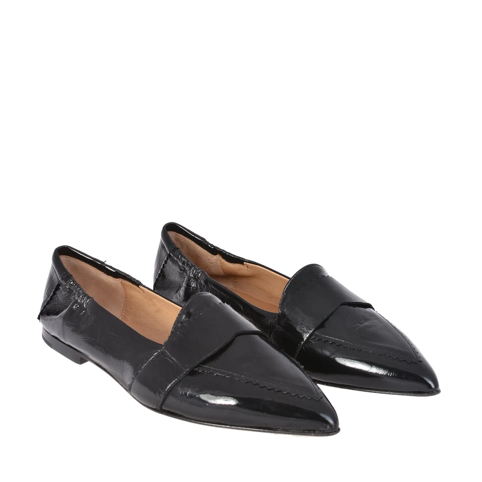 Grace Black Naplak Leather Loafers