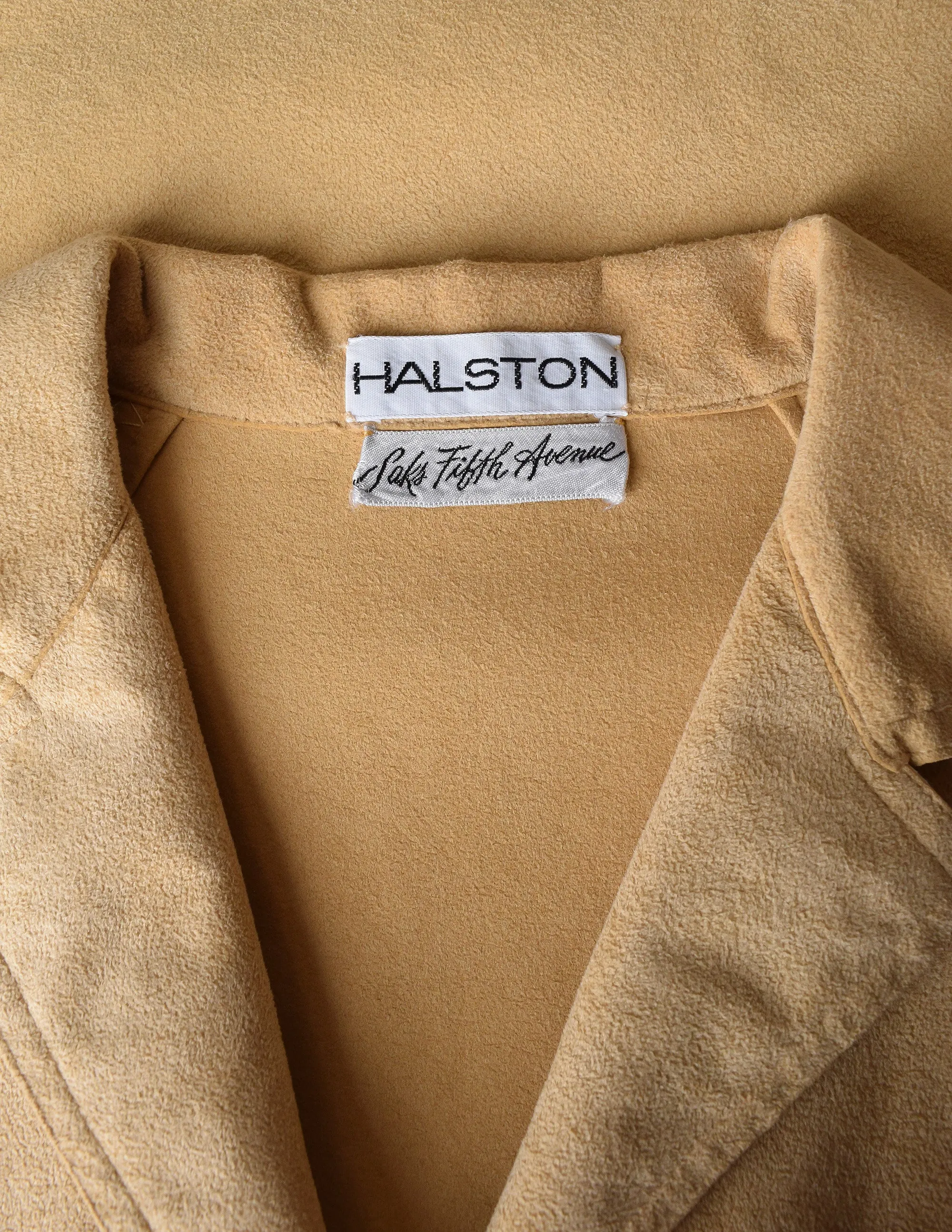 Halston Vintage Beige Ultrasuede Collared Shirt Dress