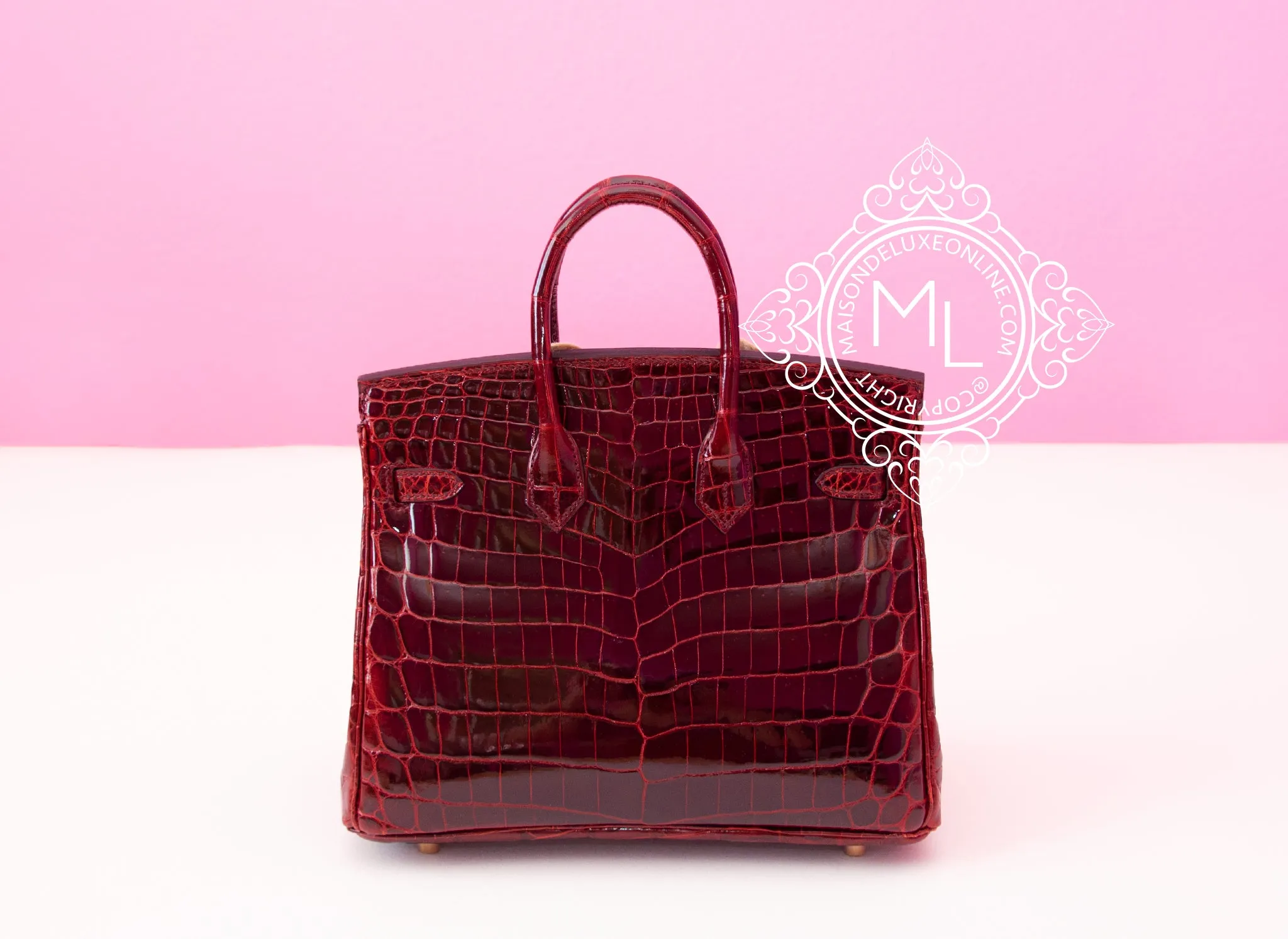 Hermes Bourgogne Burgundy Crocodile Birkin 25 Handbag