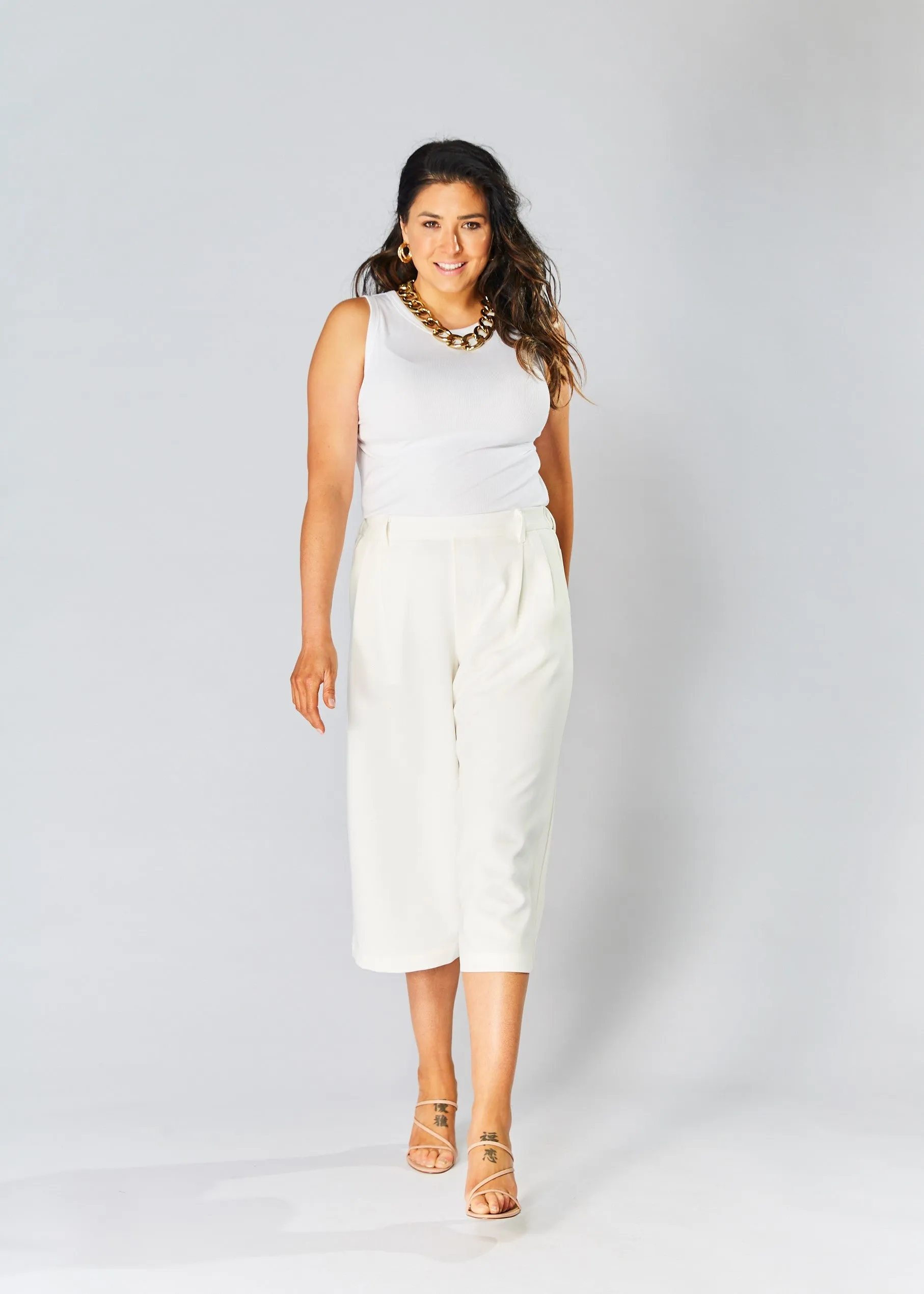 High Waisted Culottes - White