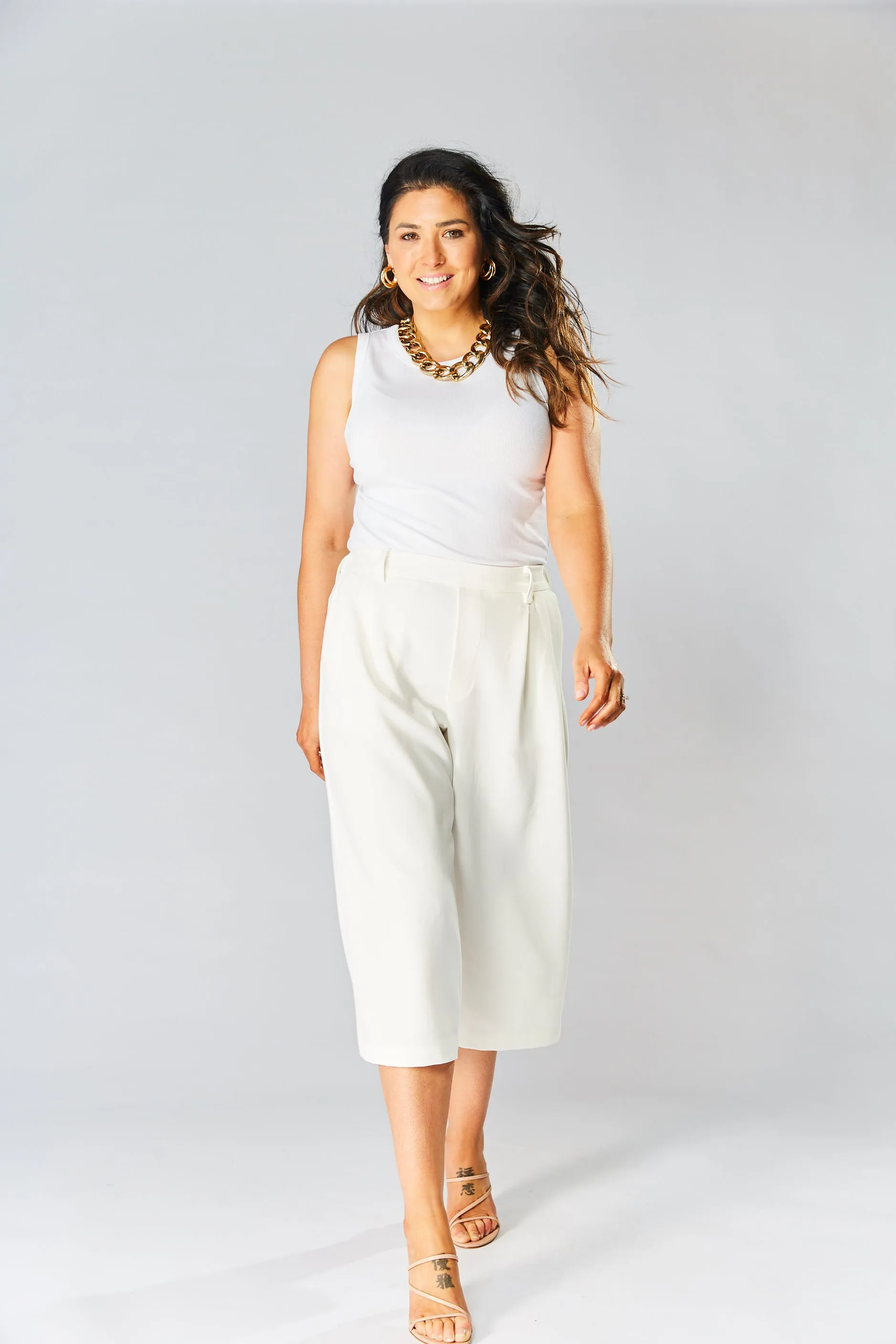 High Waisted Culottes - White