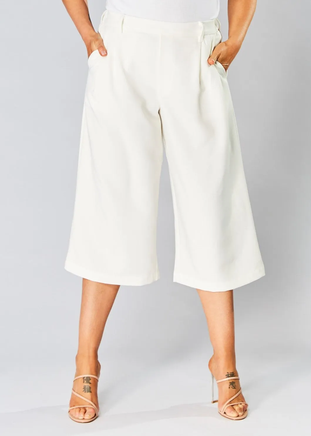 High Waisted Culottes - White