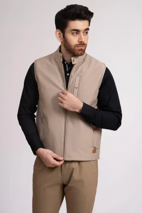 JACKET QUILTED SLEEVE LESS LIGHT KHAKI