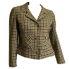 Khaki and Black Paid Wool Cropped Jacket circa 1960s