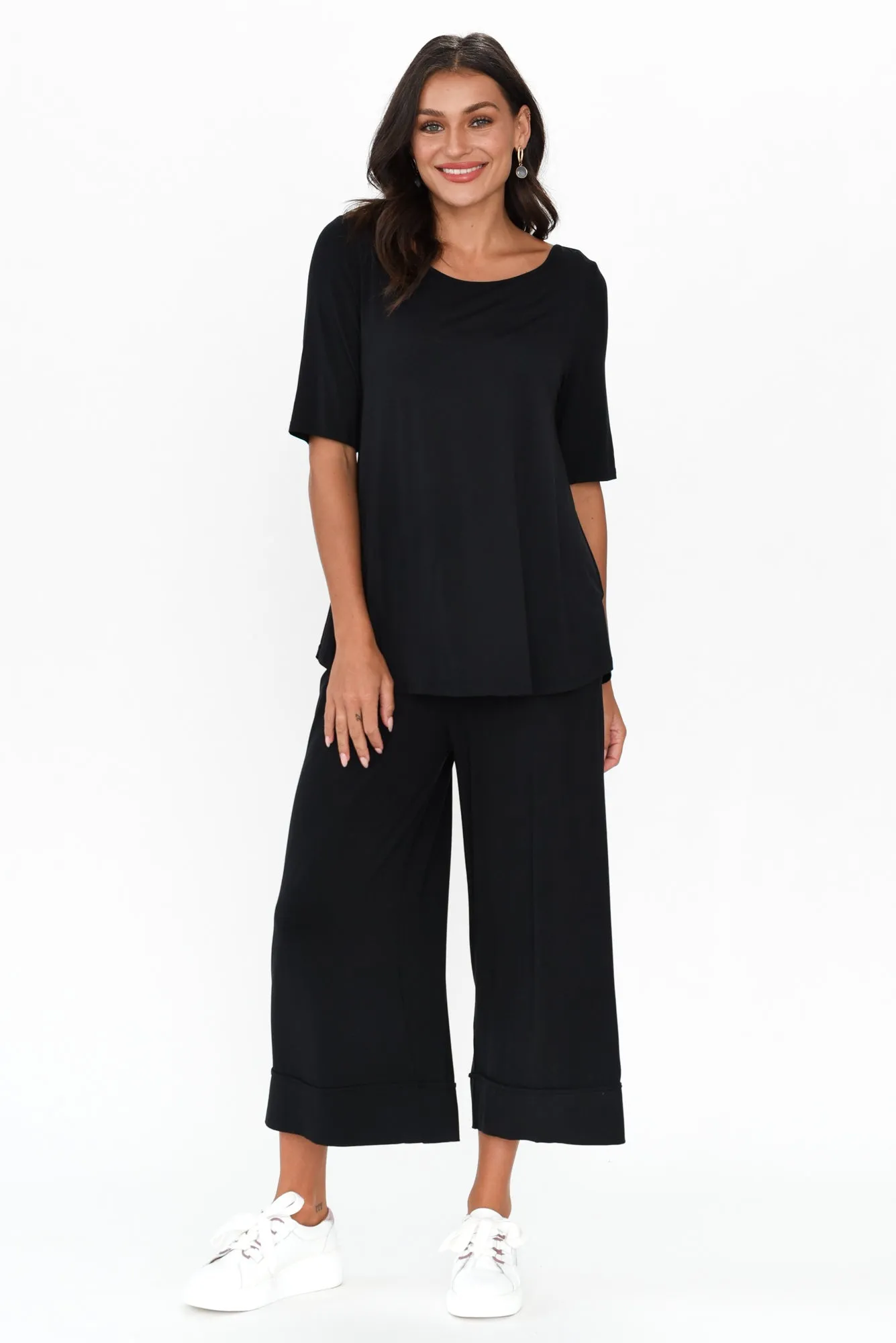 Lena Black Micro Modal Resort Pants