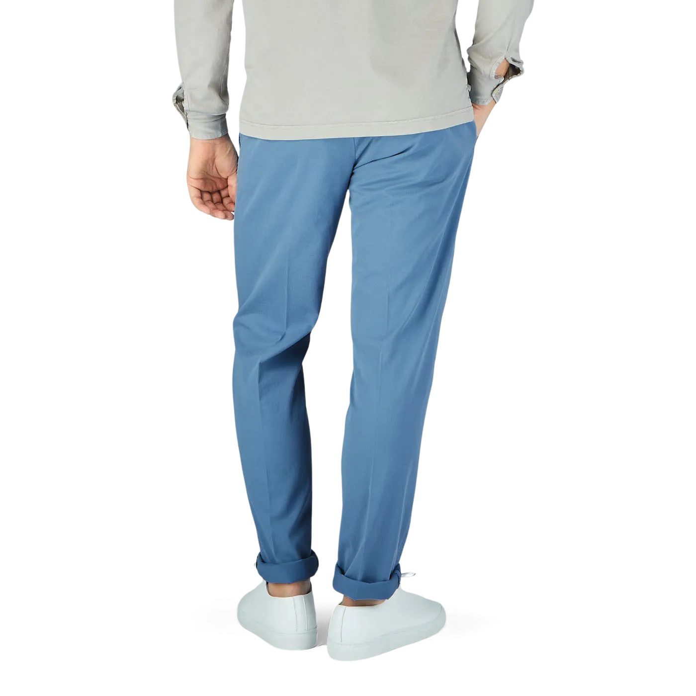 Light Blue Cotton Stretch Flat Front Chinos