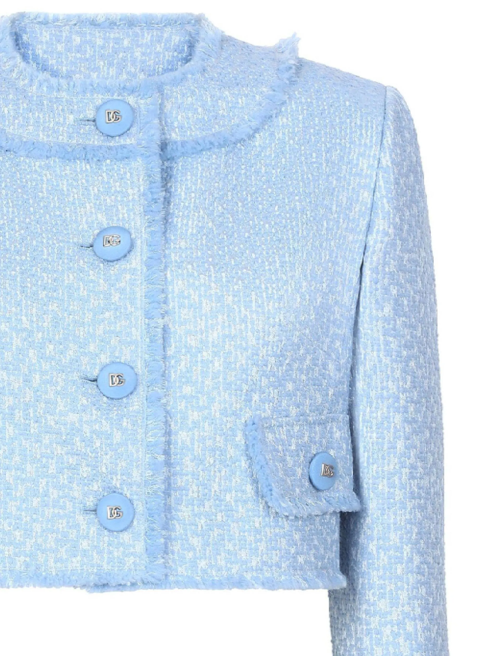 Light Blue Cropped Textured Jacket