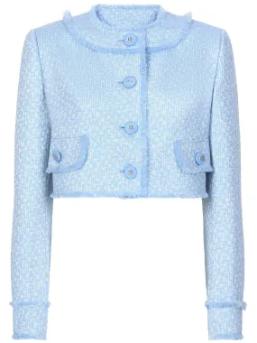 Light Blue Cropped Textured Jacket