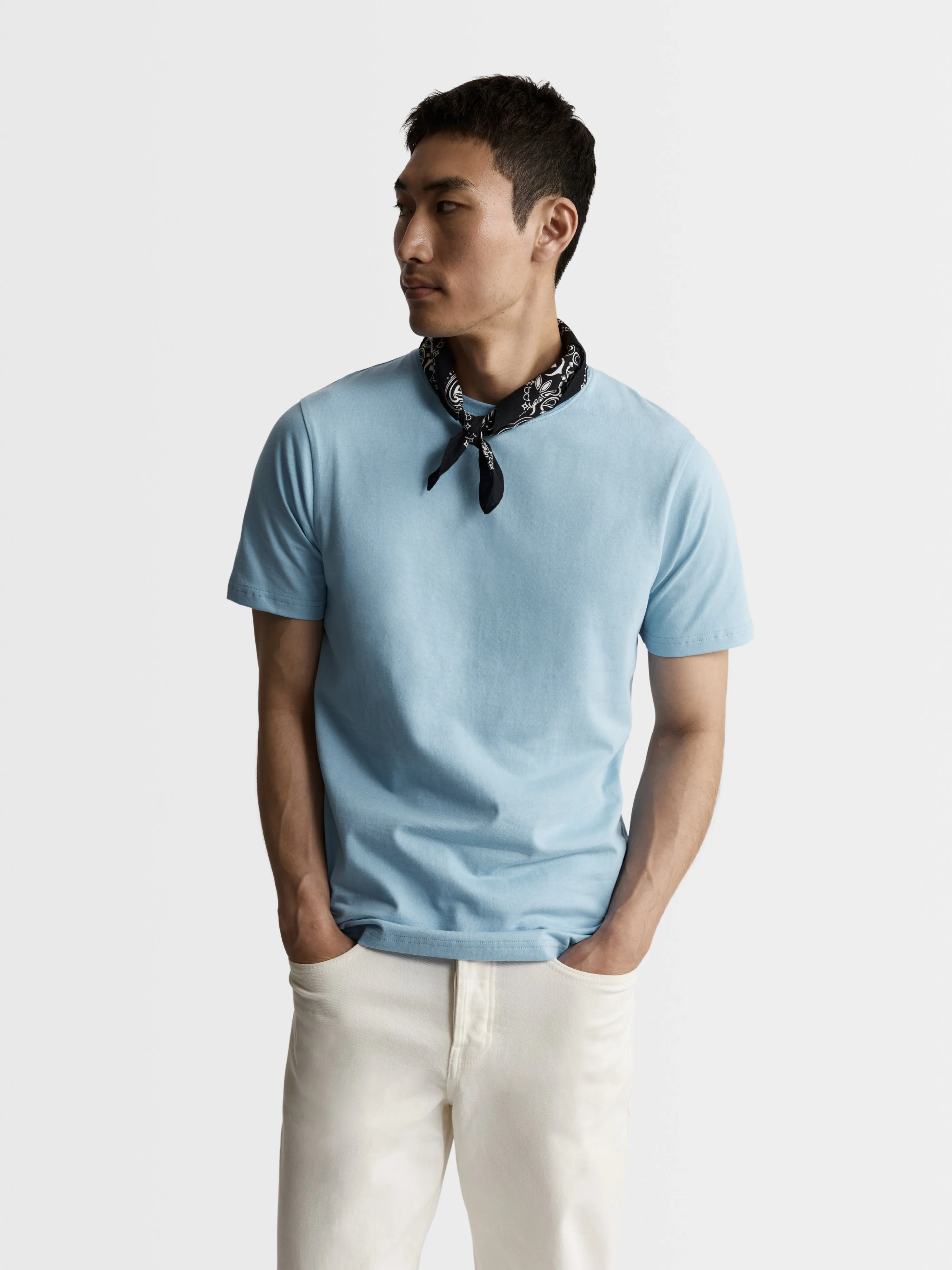 Light Blue Organic Cotton Crew Neck T-Shirt