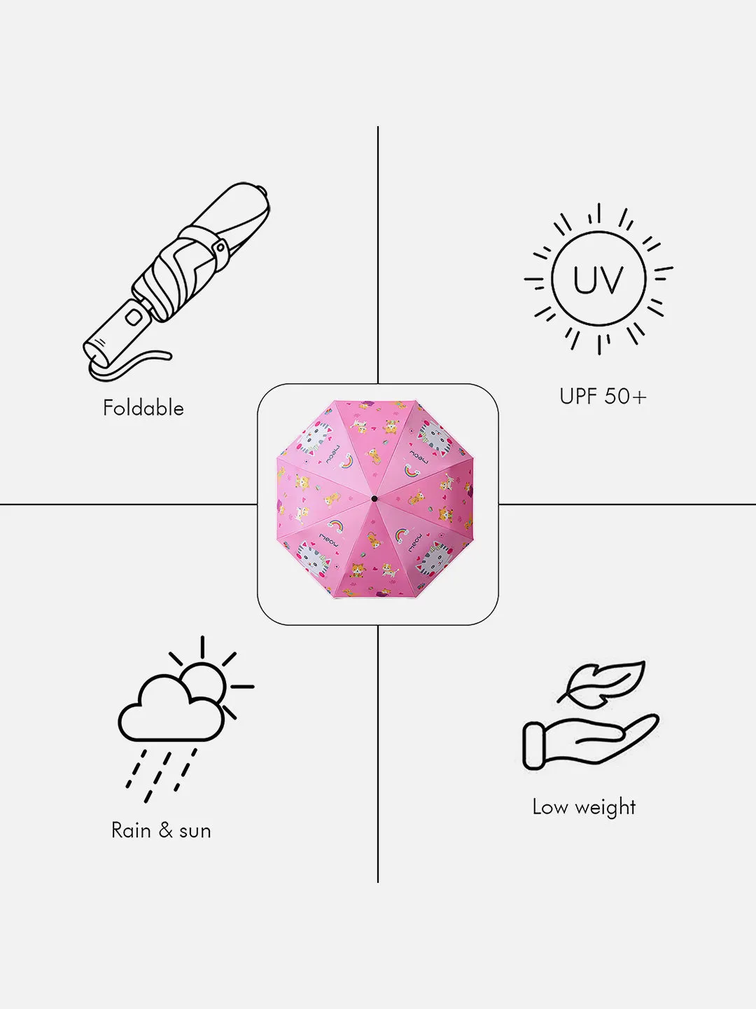 Little Surprise Box 3 fold Pink Umbrella for Kids