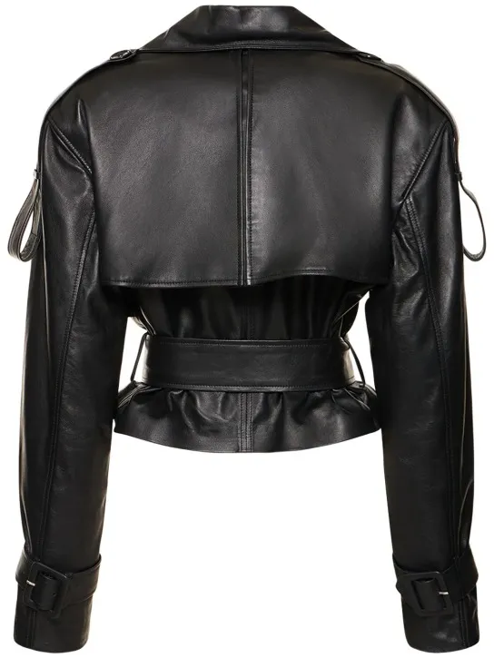 MANOKHI   Hana belted leather cropped jacket 