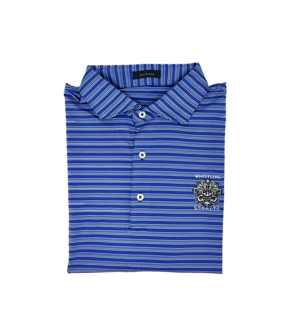 MEN&#039;S TURTLESON®  RORY STRIPE PERFORMANCE POLO.  WHISTLING STRAITS®  LOGO EXCLUSIVELY.  2 COLOR OPTIONS.