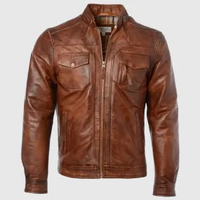 Mens Ashwood Edinburgh Tan Real Leather Jacket