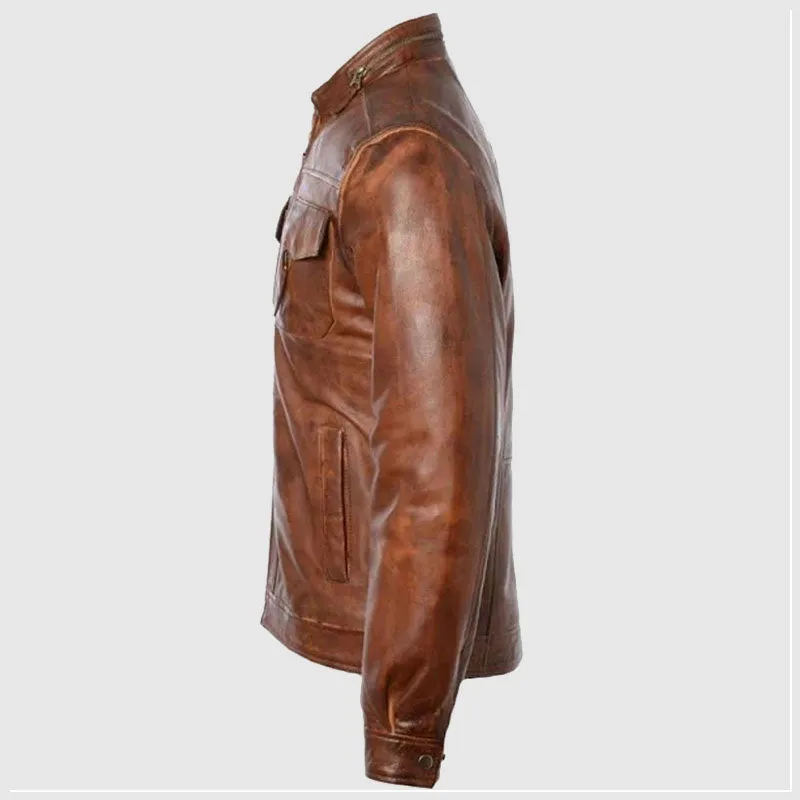 Mens Ashwood Edinburgh Tan Real Leather Jacket