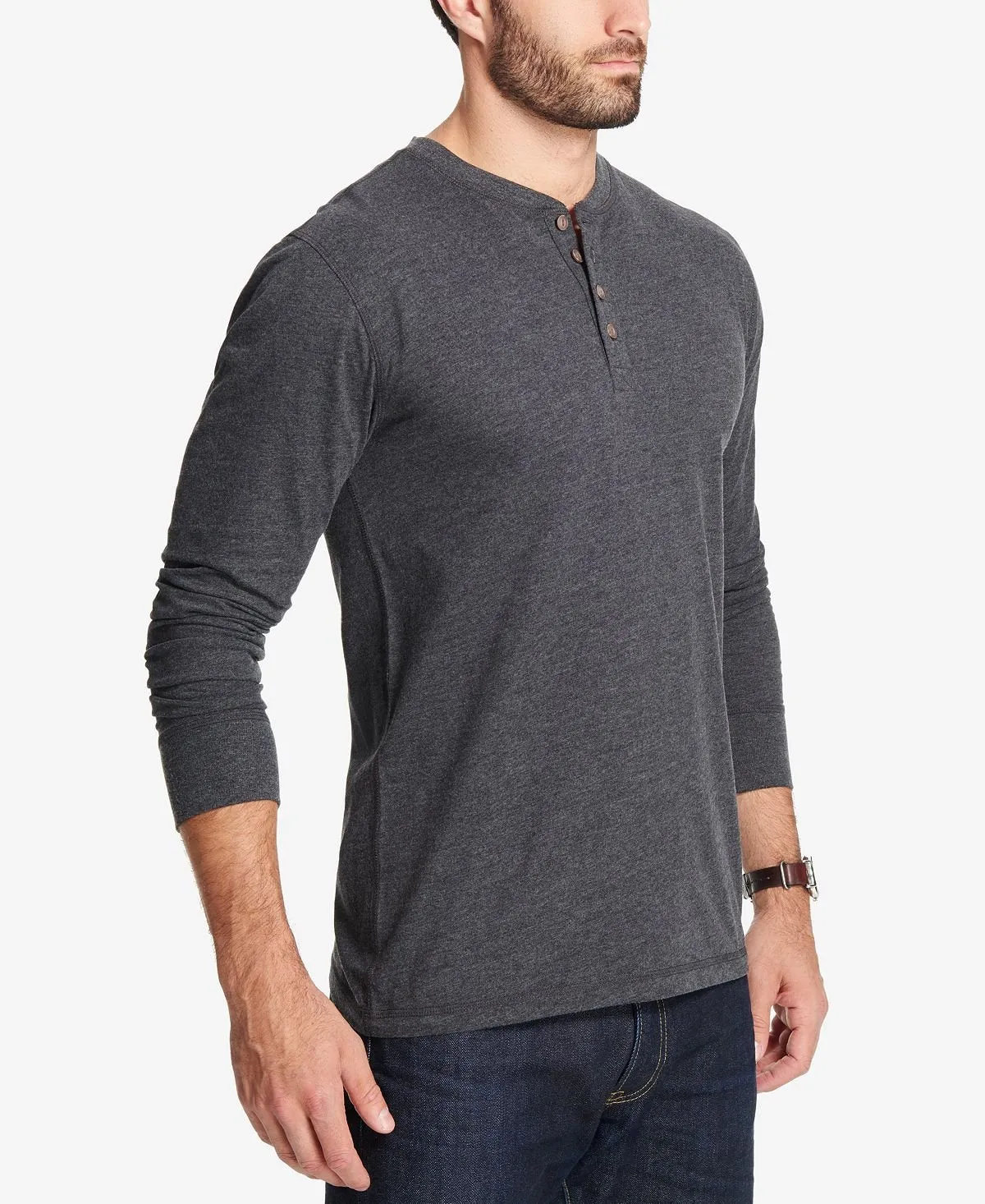 Men's Matte Jersey Long Sleeve Weatherproof Vintage Henley T-Shirt, Multi