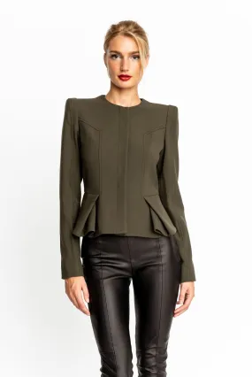 Military Green Peplum Olivia Blazer